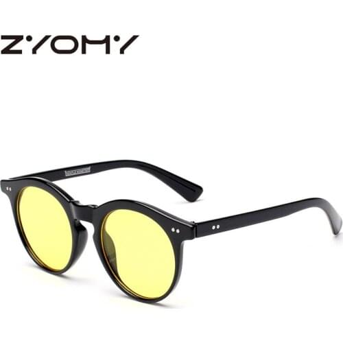 Q Fashion Gradient Brand Design Driving Goggles Round Gafas Women Glasses Male Shades Small Fream Eyewear Oculos de sol
