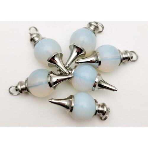 Fashion 10pcs opal Crystal Agates Balance Reiki Dowsing Natural Stone Pendulum Circular Cone Charm Pendant for Men Women Divinat