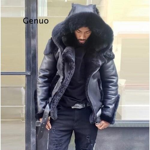 2021 Men Winter Jackets Hooded Coats Faux Fur Thicken Winter Parka Jacket Fured Collar Cotton Padded Snow Puffer Streetwear Coat