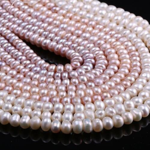 Natural Freshwater Pearl All Round Pearl White / Pink / Purple For Making Necklaces Bracelets And Earrings 5-6mm
