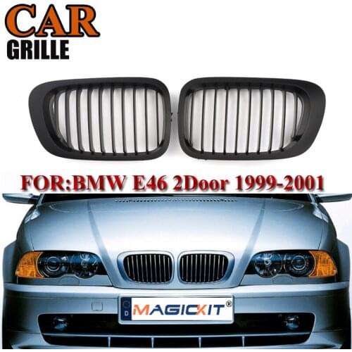 MagicKit NEW Pair Matte Black Car Front Kidney Sport Grill Racing Grilles For BMW 3 Series E46 M3 2D Coupe Convertible 1999-2001