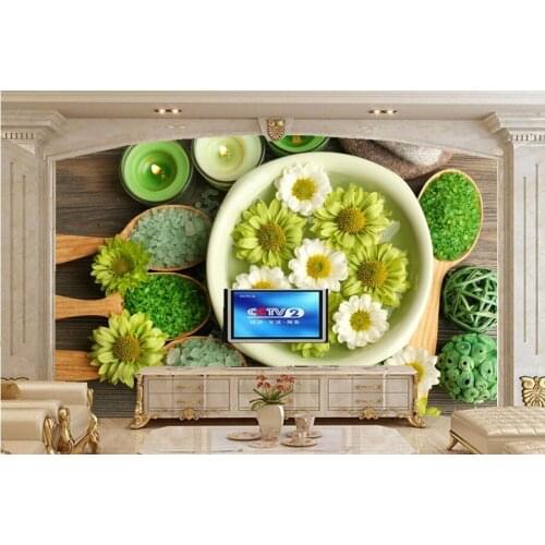 Custom Camomiles Candles Spa Spoon Flowers wallpapers papel de parede,living room TV wall bedroom mural wallpaper 3d