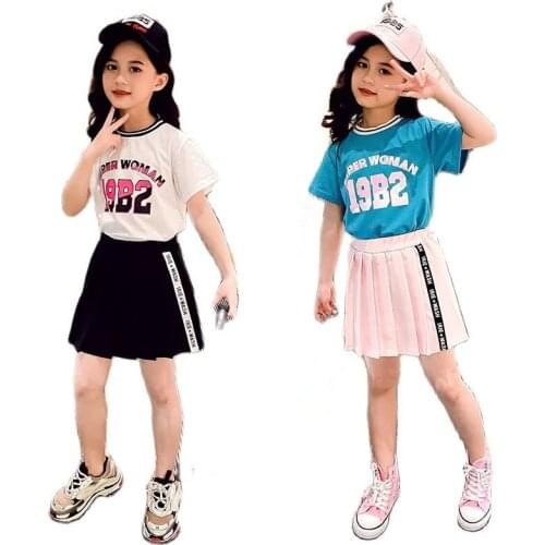 Baby Girl Clothes Summer New Children Girls' Clothing Set Teens Sports T-shirt+Pleated Student Skirt Girls Suit Kids Clothes