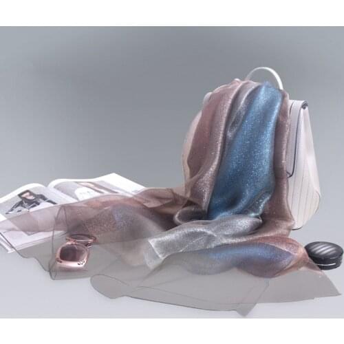 One piece of double gradient color organza silk mulberry silk custom sky scarf shawl ladies silk scarf