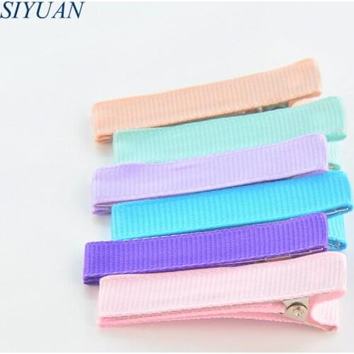 Wholesale 200pcs/lot 2" Satin Ribbons Wrapped Alooy Hair Clips Fashion Hairpin for Girl Headwear 20 Color Available JZ05