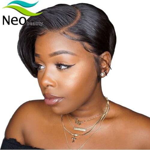 Pixie Cut Human Hair Wig Short Bob Straight Full Machine Made Ombre Blonde Burgundy Wigs Cheap Human Hair Wigs For Black Women