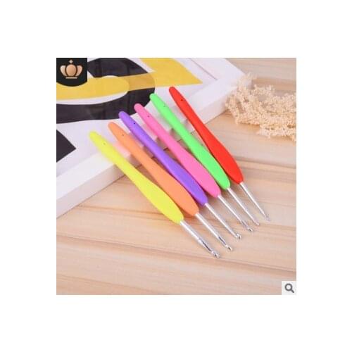 2mm-5mm Direct Selling 200pcs/lot Multi Solid Core Soft Handle Crochet Hook TPR Aluminium Metal Hand Knitting Needle HA464