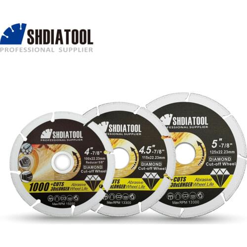 SHDIATOOL 1pc 4.5''/ 5'' Vacuum Brazed Diamond Metal Cutting Blades Steel Tube, Iron Rebar Cut-off Saw Wheel Disc Angle Steel