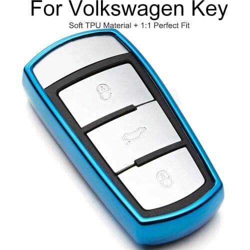 TPU Protection Car Key Cover Case For VW Passat CC B5.5 B6 B7 B8 3C Polo 6R Scirocco Jetta 6 MK6 T5 Eos Tiguan Key Chain Ring
