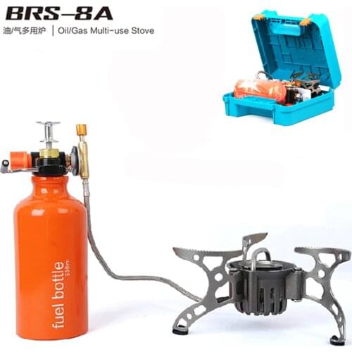 BRS-8A Camping Gas Stove Oil/Gas Multi-Use Portable Backpacking Stove with carrying storage case for outdoor cooking picnic