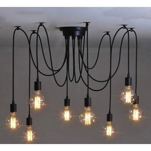 Vintage Spider Led Ceiling Lights Fan Lustre Industrial Black Ceiling Lamps Hanging Lamp Design DIY Luminaire Home Decor Lamp
