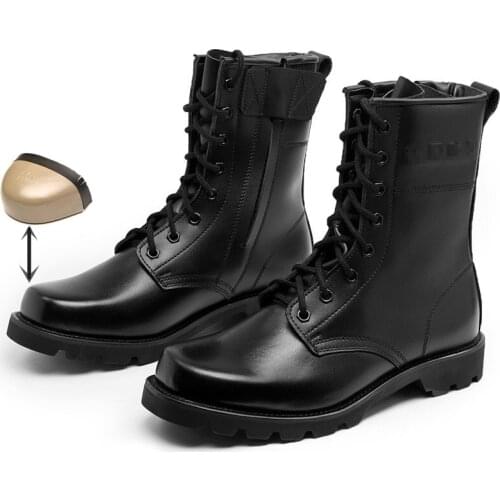 Steel Toe Safety Shoes Military Leather Shoes Men Combat Tactical Boots Outdoor Sport Army Hiking Shoes