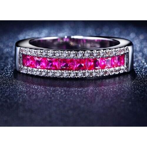 YaYI Fashion Women Jewelry Ring Red Zircon CZ Silver Color Engagement Rings wedding Rings Party Rings Gift