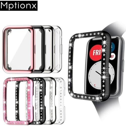 Case for Huawei Watch fit Cover Plated Accessories TPU Bumper All-Around Screen Protector and Bling Case for Huawei Watch fit