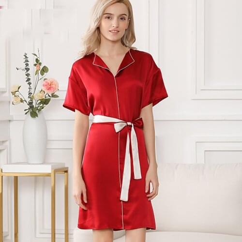 Women Pure Mulberry Silk Night Shirt Summer Nightdress Sexy Nightdress Silk Sleepwear Spring Autumn Large Size SkirtNightgown