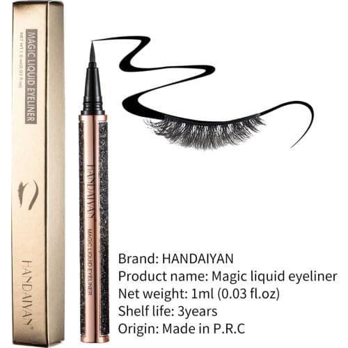 HANDAIYAN Magic Self Adhesive False Eyelashes Liquid Eyeliner Pencil Long Lasting Waterproof Eye Liner Pen Eyes Beauty Makeup