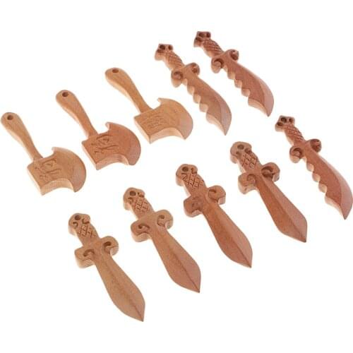 10pcs Peach Wood Carved Men Women Car/Bag Keychain DIY Bracelets Supplies