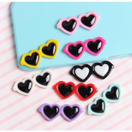 10Pcs Slime Charms Mini Love Sunglasse Resin Flatback Plasticine Slime Accessories Beads Making Supplies DIY Scrapbooking Crafts