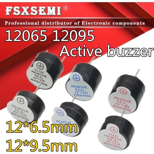 100pcs/lot 12065 12*6.5mm 12095 12*9.5mm Active buzzer 3V/5V/12V Active Buzzer Magnetic Long Continous Beep Tone