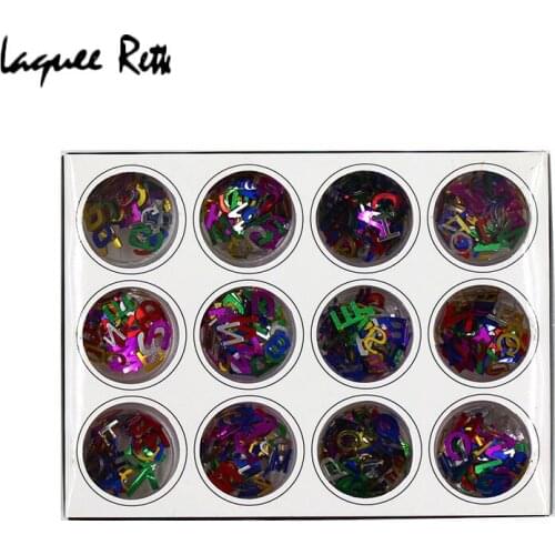 12 Colors 3d design Letter numeral digits Acrylic Nail Art Decoration Nails Glitter Manicure Free Shipping