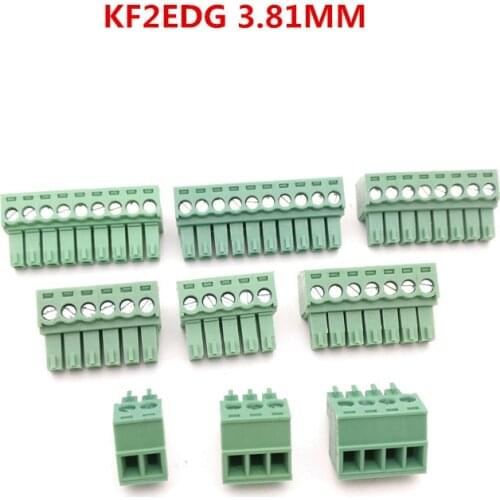 20psc 2P/3P/4P/5P/6P/7P/8P/9P/10P KF2EDGK Kit 300V 10A Pluggable Terminal Block Connector 3.81mm Pitch with Female socket