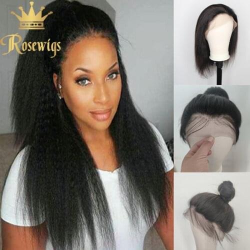 360 Glueless Lace Frontal Wig With Baby Hair Natural Hairline Yaki Straight For Black Woman 130 150 180 Density Remy Human