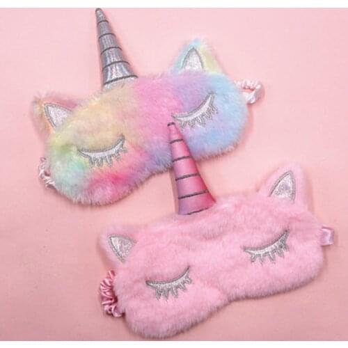 Soft Plush Sleeping Mask Eye Masks Cute Glitter Unicorn Eye Cover Plush Eyepatch Eye Cover Sleeping Blindfold for Travel Rest