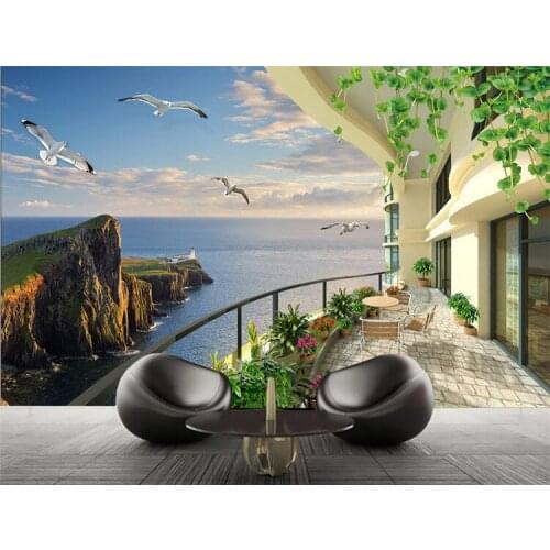 3D modern minimalist Mediterranean wallpaper dream seascape scenery sofa TV background wall paper waterproof custom mural