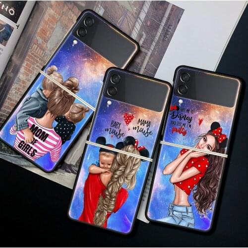 For Samsung Galaxy Z Flip 3 5G Case Luxury Matte Black Hard Phone Cover ZFlip 3 Shockproof Fundas Shell Super Mom Cute Baby Capa