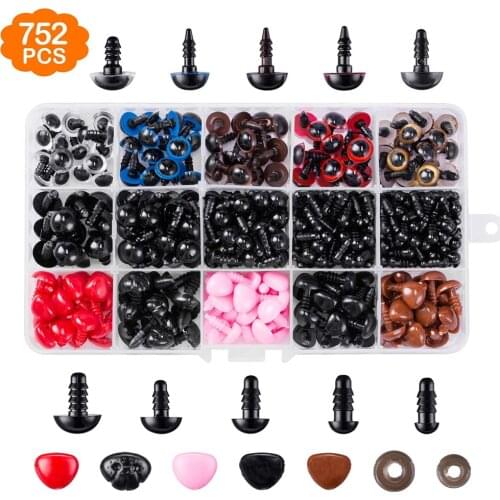 1 Box DIY Craft Eyes Sets 560Pcs Plastic Colorful Safety Eyes Noses For Doll Craft DIY Making For Tools Accessories