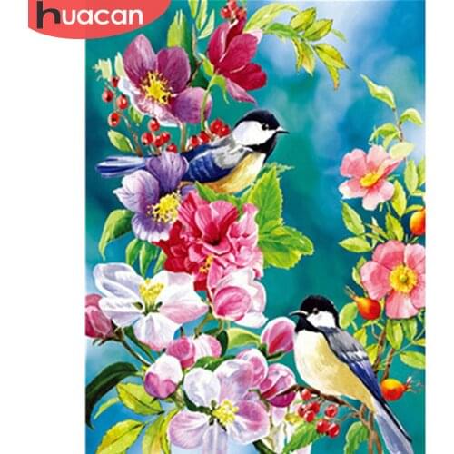 HUACAN Oil Paint By Numbers Bird Animals Kits Drawing Canvas HandPainted DIY Pictures Painting By Numbers Flower Home Decor
