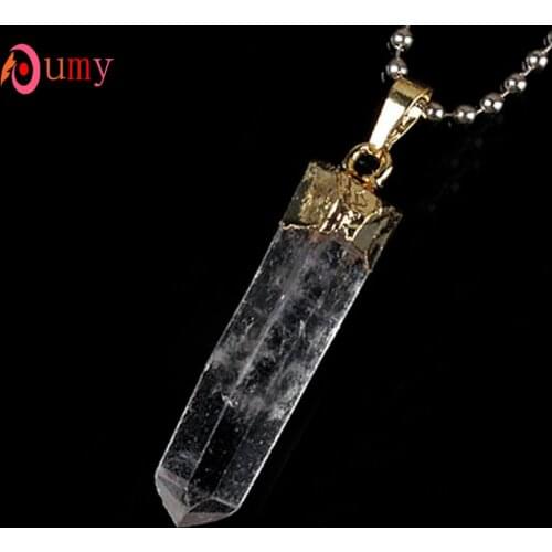 KFT Natural Raw Irregular Stone Clear Rock Crystal White Quartz Healing Reiki Pendant Jewelry