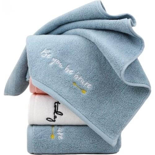 3pcs Cotton Towel Plain Embroidery Cotton Towel Household Face Towel Pure Cotton Thick Soft Adult Face Water-Absorbing Simple