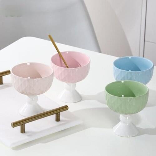Creative ceramic goblet dessert pudding cup color ceramic ice cream cup jelly cup fruit salad cup