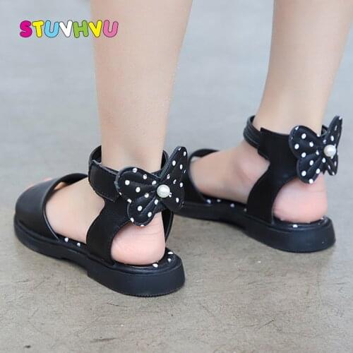 Summer Sandals for Girls Shoes 2020 New Soft Bottom Non-slip Leather Children Sandals Princess Shoes Fashion Bow Girls Sandals