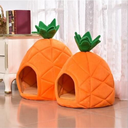 Pet Dog Bed Cute Pineapple Shape Cat Litter Kennel Fruit-shaped Pet Nest Small Kennel Four Seasons Available Pet Supplies DB819