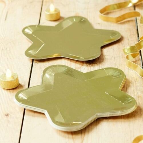 Christmas golden silver stars disposable tableware set wedding birthday decoration party supplies disposable paper plates