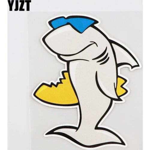 YJZT 11.3CMX13.9CM Colorful Sharks Car Sticker Home Furnishing Decoration Pvc Decal 6A-0085