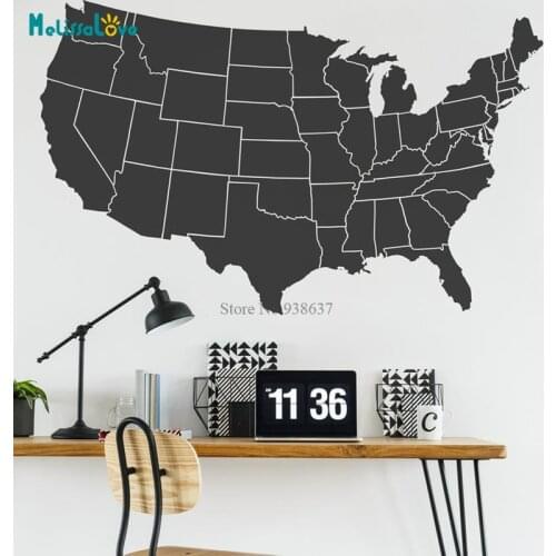 United States of America Map Decal 50 States Map of USA Living Room Bedroom Home Decor Removable Vinyl Wall Sticker BB716