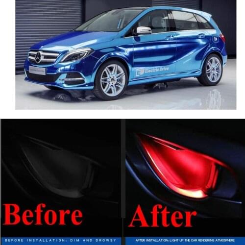 4pc CF style stickers on cars interior inside door handle atmosphere lamp for mercedes w246 w203 w204 s204 cl203 a209 c209 w414