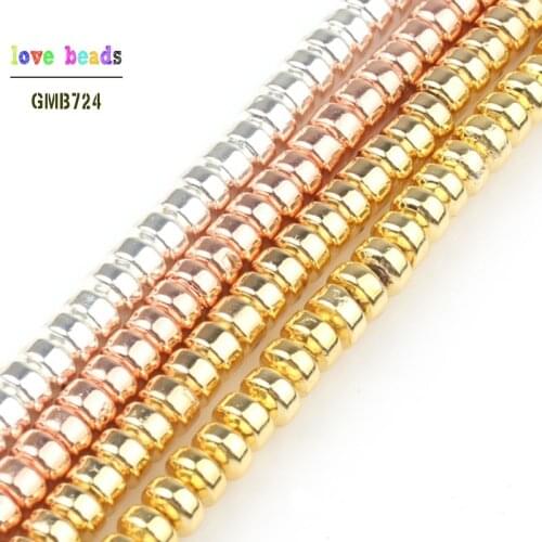 Natural stone bronze rose gold silver Color hematite round gasket beads bracelet jewelry 3x2mm