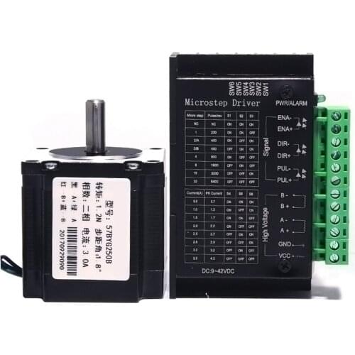 Nema23 2.8Nm 9-42VDC 3A Stepper Driver + Motor kits TB6600+57BYG250H for Automation Equipment and Instruments Brand New