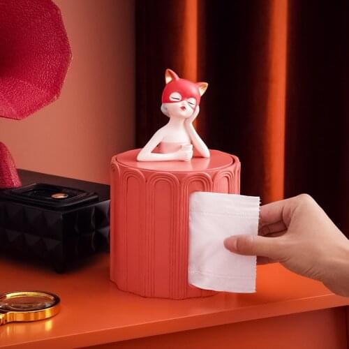 Nordic Resin Cute Girl Tissue Box Living Room Entrance Key Storage Kitchen Paper Holder Storage Bathroom Decoration Accessories