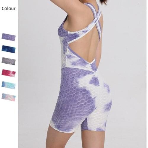 New Jumpsuit Breathable Hip Lifting Sport Leggings Tie-dyed Yoga Pants Women One - Piece Pants Set Gym Woman Sport Type Fit