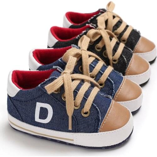 Fashion infant child boy girl shoes soft bottom canvas D letter pattern newborn toddler toddler shoes