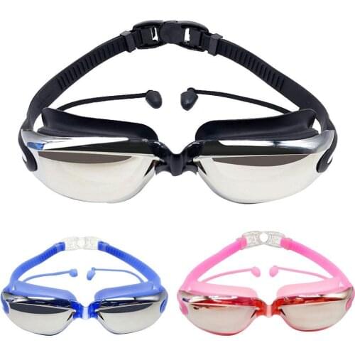 Swimming Goggles Earplug Professional Adult Silicone Swim Cap Pool Glasses Anti Fog Men Women Optical Waterproof Eyewear