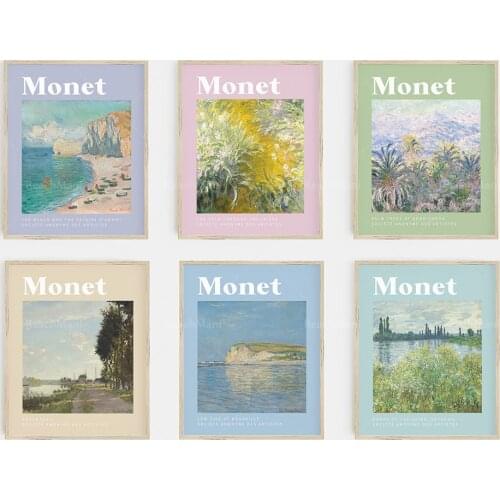 Monet Poster | Danish Pastel Decoration Monet Print | Pastel bedroom decoration, colorful art wall poster