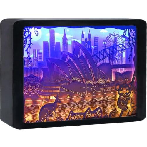 Manufacturer Customized Design Colorful 3D Paper Carving Shadow Lamp Fancy Decoration Night Light Shadow Painting