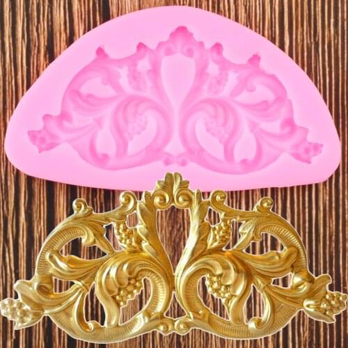 Scroll Leaves Relief Silicone Molds DIY Grapes Cupcake Topper Fondant Cake Decorating Tools Chocolate Candy Polymer Clay Moulds