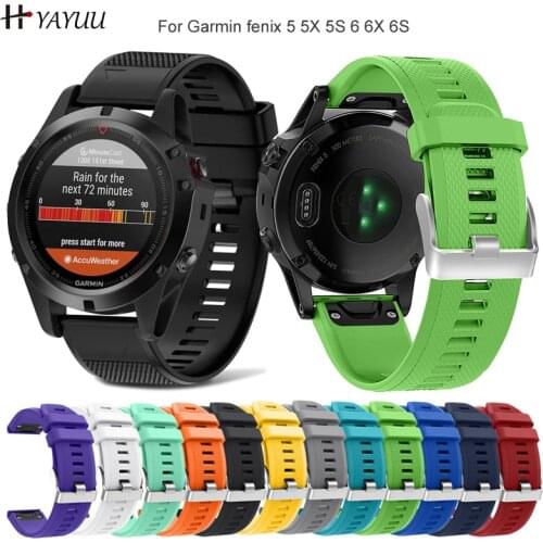 YAYUU 20 22 26mm Watch Band For Garmin Fenix 6 6S 6X 5X 5 5S 3HR Forerunner 935 945 Quick Release Straps Silicone Bracelet
